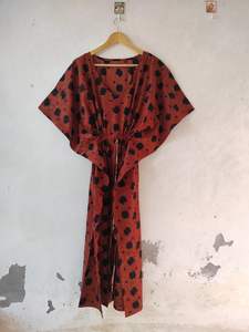 Caftan indien en coton pour femmes, brodé à la main, longueur au sol, col en V, tenue décontractée lavable, plage, vacances, piscine, salon - Product Image 6