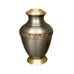 Urne funéraire en laiton de style américain/européen gravée en noir et orange antique pour le stockage des cendres d'adultes - Product Image 4