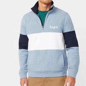 1 \ 4 Media cremallera Manga larga Otoño Invierno Sudadera de alta calidad Bordado personalizado Logo Color Block Hombres Sudadera - Product Image 1