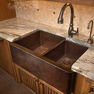 Patina Green hammered copper แท่งสี่เหลี่ยมหรืออ่างล้างจานเตรียม-อ่างล้างจานเดี่ยวขนาดเล็กที่มีผิวสีเขียวอมฟ้าที่ไม่เหมือนใคร - Product Image 3