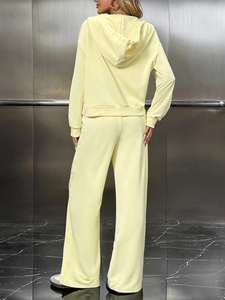 Ensemble de survêtement décontracté en nylon pour adultes, taille plus, broderie, sweat à capuche zippé, pantalon évasé, tenue athlétique deux pièces, tendance - Product Image 6