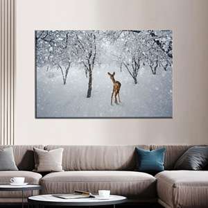 Tableau sur toile élégant avec motif de cerf : Décoration murale imprimée paysage hivernal, 1P : Prêt à accrocher - Product Image 1