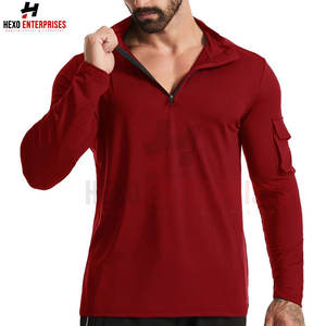 Camisetas con media cremallera y logotipo personalizado, camisetas con media cremallera de alta calidad para hombre, Camiseta de algodón de secado rápido con media cremallera en blanco para hombre - Product Image 2