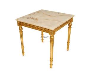 Mesa Auxiliar Cuadrada de Lujo con Tapa de Mármol Verde y Marco Calado Tallado a Mano en Oro para Decoración Clásica de Esquinas - Product Image 2