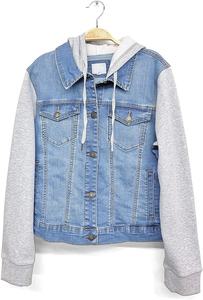 Mode OEM vestes en jean pour filles vêtements d'extérieur décontractés vestes en jean coupe ajustée avec bras en polaire pour les femmes sur mesure - Product Image 4