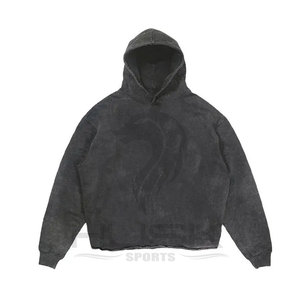 Sudadera con capucha desgastada con lavado ácido para hombre al por mayor de gran tamaño Vintage Cut Bottom Raw Hem Heavyweight No Hem Designer Plus Size Spring - Product Image 2