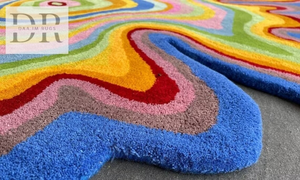 Tapis en laine tufté à la main de conception irrégulière pour salle à manger, salon, hall, cuisine, dessin, salle de jeux - Product Image 2