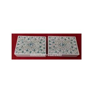 Regalo y hecho a mano con un producto súper increíble Diseño de incrustaciones de mármol blanco precioso natural Cajas de joyería de nácar - Product Image 1