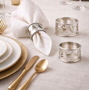 Accessoires de table de fête  Décoration de table flocon de neige  Mise en scène de table festive  Décoration de table du Nouvel An  Anneaux de serviette de Thanksgiving - Product Image 3