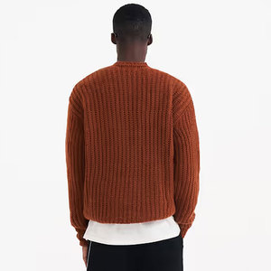 Nouveau 100% laine respirant hommes câble tricot chandails hiver pull ample col rond à manches longues personnalisé chandails tricotés pour hommes - Product Image 5