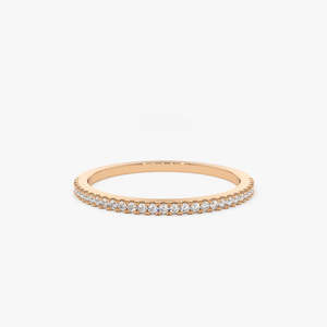 Anillo de Diamantes Cultivados en Laboratorio con Micro Pavé de Media Eternidad Deslumbrante, 0.15 Ctw, Color G, Claridad SI, Oro Sólido de 14K, Pieza Delicada para Combinar - Product Image 2