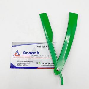 Rasoirs de barbier professionnels de haute qualité Logo personnalisé Lames de rasoir manuelles en acier inoxydable massif vert Corps durable - Product Image 6
