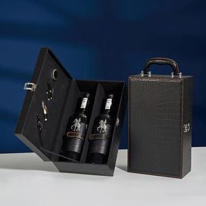 Cajas de regalo de vino de madera personalizadas, sets de vino individuales con cubierta de cuero, cajas de papel, cajas de regalo de vino elegantes, diseño de empaque con logotipo. - Product Image 4