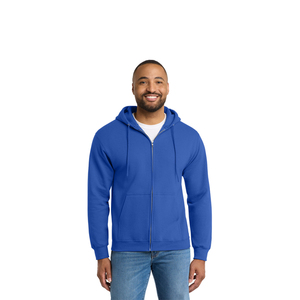 Sudadera con capucha y cremallera completa para hombre al por mayor, chaqueta polar de algodón suave, sudadera azul Lisa para uso en otoño e invierno - Product Image 1