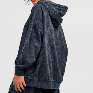 เสื้อมีฮู้ดบุขนแกะแบบรูดซิปครึ่งแขนมีกระเป๋าสำหรับผู้หญิง-ดีไซน์สะพายไหล่สำหรับฤดูหนาวแนวสตรีท - Product Image 3