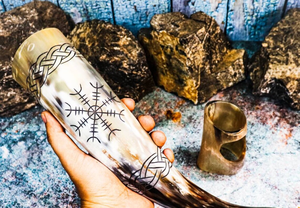 Copa de festival de cuerno vikingo tallada a mano, copa de cerveza nórdica de estilo animal para whisky, inspirada en la decoración temática vikinga - Product Image 5