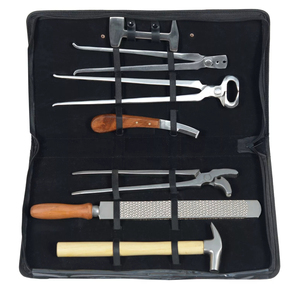 Ensemble d'instruments vétérinaires équins réutilisables professionnels, kit d'outils de maréchal-ferrant pour chevaux, comprend un coupe-ongles, un clincher, un coupe-ongles, un marteau, un couteau - Product Image 1