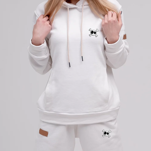 Ensemble 2 pièces en molleton 100% coton uni élégant pour femmes Logo personnalisé Fermeture éclair Sweat-shirt respirant Jogging d'hiver avec boutons - Product Image 3