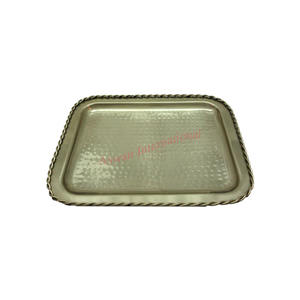 Bandeja DE SERVICIO DE METAL martillado de mejor diseño de calidad estándar con borde de Arte de cuerda vajilla personalizable y artículos de servicio a la venta - Product Image 4