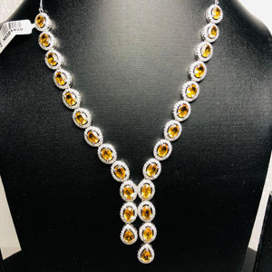 Ensemble collier et boucles d'oreilles en argent sterling 925 avec pierre précieuse en citrine naturelle Très beau design unique et parfait pour toute occasion - Product Image 1