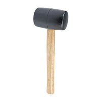 Marteau en cuir noir avec manche en bois, tête ronde de 180 g, outil d'installation pour carrelage, sol, cuisine, salle de bain