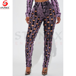 ชุดเสื้อผ้าสองชิ้นสำหรับผู้หญิงชุดเสื้อแจ็คเก็ตและกางเกงยีนส์ผ้าฝ้ายเดนิมสไตล์สตรีท - Product Image 5