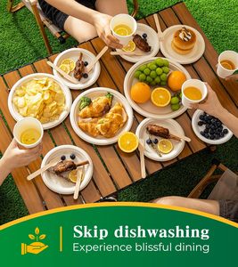 Bagasse de canne à sucre durable et écologique de 6 pouces vaisselle jetable biodégradable compostable plat pour fêtes et événements - Product Image 2