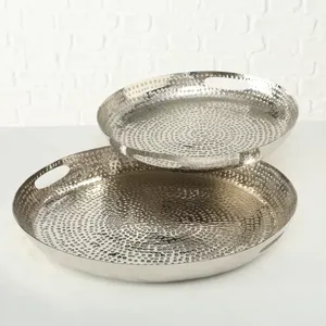 Bandeja de Metal elegante y redonda de diseñador, perfecta para fiestas, aperitivos, bebidas, centro de mesa y decoración contemporánea del hogar de la India - Product Image 5