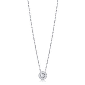 Collar con Dije de Circonita Blanca de Diseño Redondo Clásico, Plata de Ley 925, Joyería de Moda para Mujer - Product Image 4