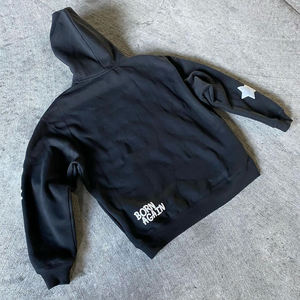 Sudadera con Capucha Personalizada OEM 2026 para Hombre, 100% Algodón de Alta Calidad, Sudadera Holgada con Estampado Puff, Color Negro - Product Image 5