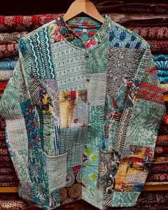 Veste matelassée 100% coton faite à la main pour femmes belle blazer léger réversible à fleurs blanches respirant imprimé nouveau Vintage - Product Image 2