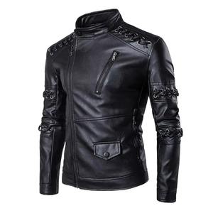 2026 <b>Top</b> Selling Men's Slim Winter <b>Leather</b> Jacket with Worsted Fabric Waterproof & Windproof Customized Design Front Logo Option - Product Image 1