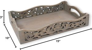 Bandeja de madera hecha a mano con asas, bandeja otomana de madera para servir el desayuno en la cama, bandeja de té y café, tamaño personalizado, color de madera Natural - Product Image 5