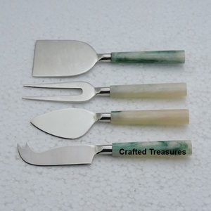 Juego de queso sostenible con mango de mármol y resina de forma redonda para utensilios de cocina, mesa de comedor, juegos de cuchillos esparcidores de mantequilla de queso - Product Image 2