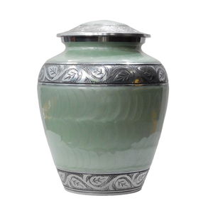 Aluminium Adult Cremation Urns With Beautiful Engraving Pewter And Purple <b>Enamel</b> Finished <b>Metal</b> Funeral Urns <b>For</b> Human Ashes - Product Image 2
