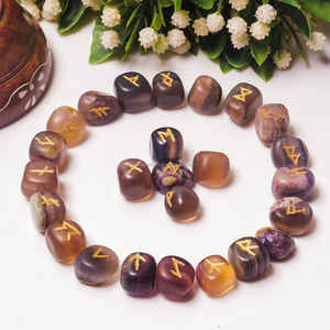 Gran oferta, juego de ágata de piedra de runas talladas de 25 piezas, runas grabadas de múltiples flores naturales de la mejor calidad, curación de Feng Shui - Product Image 2