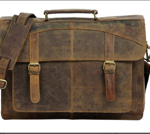 Leather Laptop <b>Bag</b>: Personalized Messenger Satchel for Men, Handmade <b>College</b> Shoulder Briefcase - Product Image 1