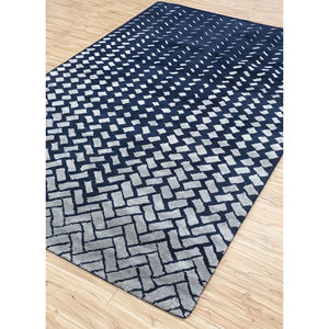 Alfombra de Lana y Viscosa Gris Negro con Diseño Geométrico, Hecha a Mano, para Hogar, Dormitorio, Pasillo - Rectángulo Grande de 10mm para Adolescentes - Taq-400 - Product Image 2