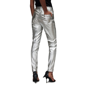 Nueva moda de invierno frente plano de cuero genuino pierna recta de alta calidad para mujer Casual a prueba de viento pantalón impermeable 2023 - Product Image 4