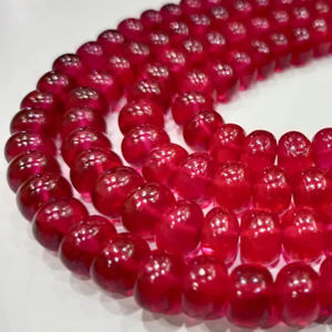 Cuentas de Rondelle exóticas de rubí de 7-8mm de alta calidad, Color rojo liso, vendidas por hebra de 8 pulgadas de largo - Product Image 1