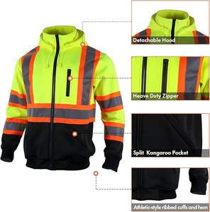 เสื้อฮู้ดดี้สะท้อนแสงมีกระเป๋าหลายใบ S-5XL ดีไซน์ตามสั่งมองเห็นได้ชัดเจน - Product Image 3