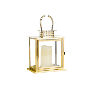 Linterna decorativa de color dorado de vidrio y metal con linterna colgante de calidad Superior para accesorios de decoración de boda - Product Image 1