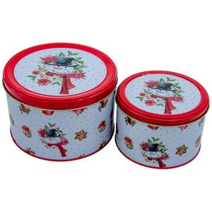 Kontensan EF144A3 2.5L Boîte métallique ronde rouge Snowman 175x110mm pour l'artisanat destinée aux artistes et aux amateurs - Product Image 1