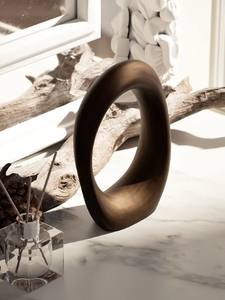 Escultura fluida de bronce abstracta moderna, pieza de arte de decoración del hogar, escultura de bucle minimalista grande, escultura pulida moderna metálica - Product Image 3