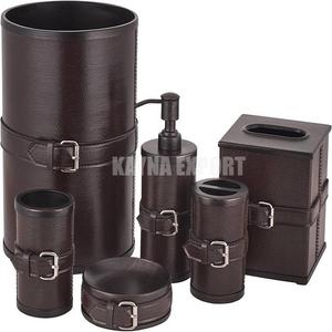 เซ็ตห้องน้ำดีไซน์สายหนังเทียมสีน้ำตาลเข้มชุดห้องน้ำในห้องน้ำ - Product Image 1