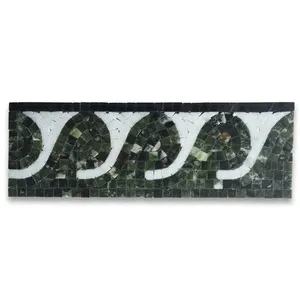 B0015P Mosaico de mármol verde pulido Borde Acento Listello Azulejo 4x12 Surf para pared de piso exterior Ladrillo refractario para pared externa - Product Image 1