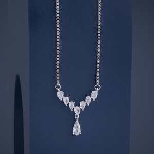 92.5 Silver <b>Necklace</b> 168099 18K Gold Plated Water Drop Shape Heart Pattern Featuring <b>Ruby</b> Sapphire Pearl for Religious Wedding - Product Image 1