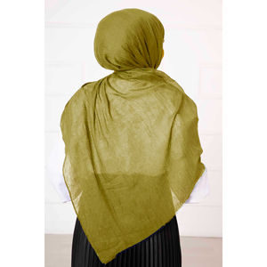 Sciarpa Verde Olio in Jersey Leggero con Motivo Solido, Hijab Invernale, Stampa Digitale, Materiale in Viscosa, Rayon e Cotone - Product Image 3