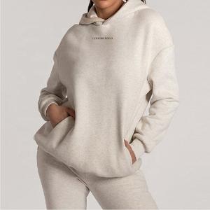 เสื้อสเวตเชิ้ตมีฮู้ดโอเวอร์ไซส์ของผู้หญิงผ้าคอตตอน100% ดีไซน์ใหม่ปักโลโก้ตามสั่งฤดูใบไม้ร่วงคอปกแบบหลวม - Product Image 2