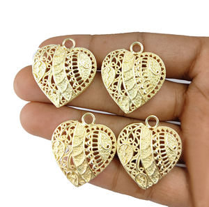 Charme miniature en forme de cœur en laiton plaqué or 27 mm multicolore pour femmes, bijoux de mode, pendentif, fabrication de colliers, composants - Product Image 2